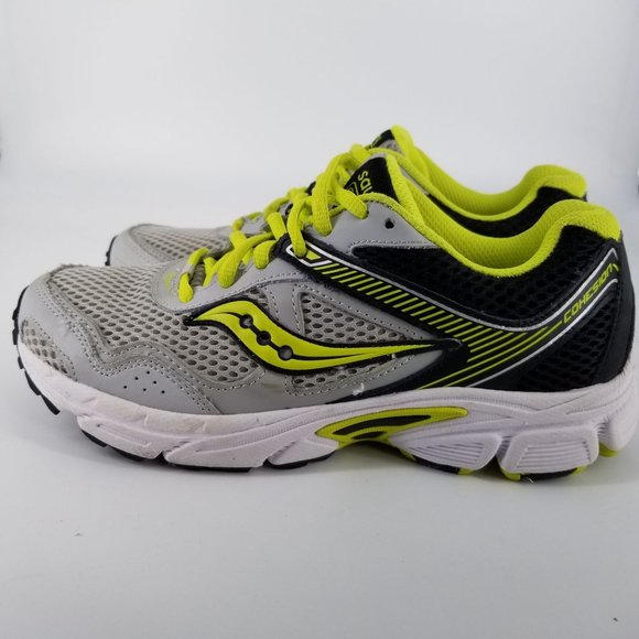 Saucony Running Walking Shoes Leather Mesh 4.50 Boys Cohesion Green Grey Black - Picture 5 of 13